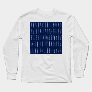 White stripes over blue, shibori Long Sleeve T-Shirt